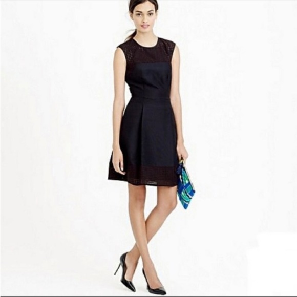 J. Crew Perforated A-Line Black Dress Size 0 - Picture 1 of 11